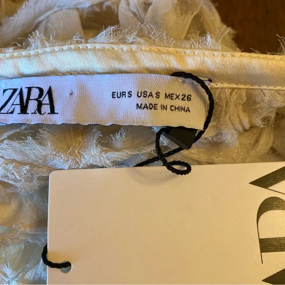 ZARA Cream Open Knit Chiffon Rosette Rose Floral Cropped Jacket Bolero NWT - Picture 7 of 11